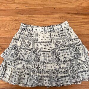 Free People Tiered Boho Ruffle Mini Skirt Black/White Size L